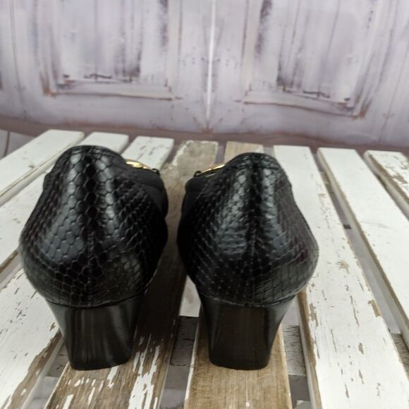 Arturo Chiang 7 7M heels peek shoes black ballet f - Picture 2 of 7